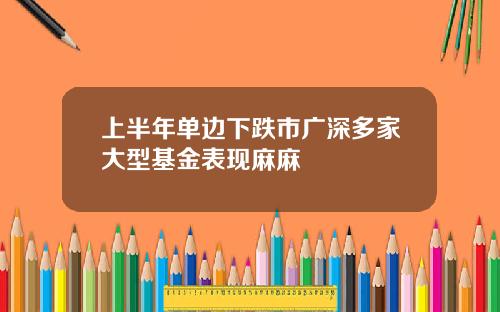 上半年单边下跌市广深多家大型基金表现麻麻