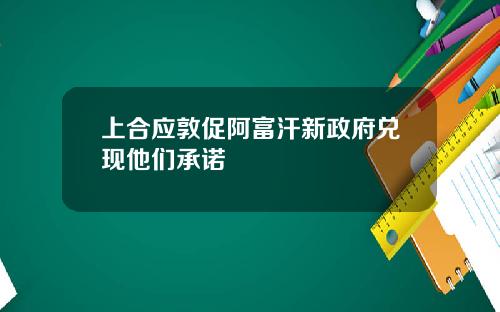 上合应敦促阿富汗新政府兑现他们承诺