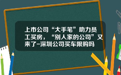 上市公司“大手笔”助力员工买房，“别人家的公司”又来了-深圳公司买车限购吗