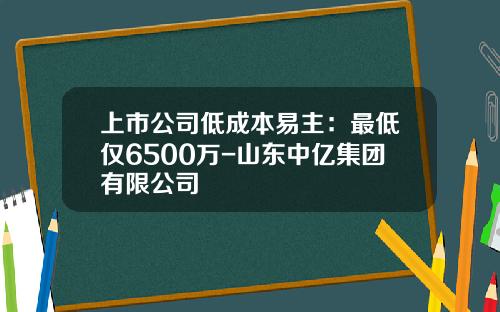 上市公司低成本易主：最低仅6500万-山东中亿集团有限公司