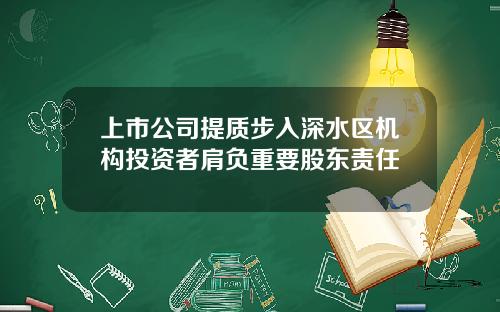 上市公司提质步入深水区机构投资者肩负重要股东责任