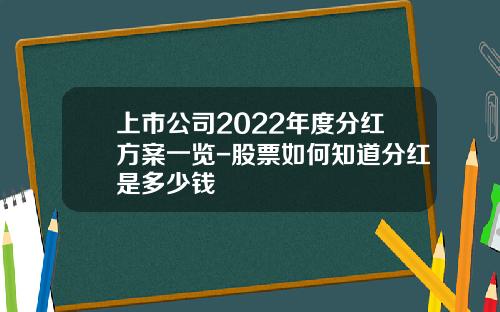 上市公司2022年度分红方案一览-股票如何知道分红是多少钱