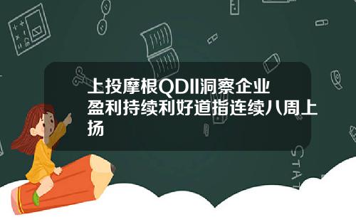 上投摩根QDII洞察企业盈利持续利好道指连续八周上扬