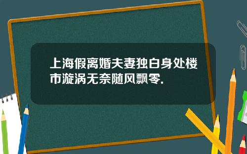 上海假离婚夫妻独白身处楼市漩涡无奈随风飘零.