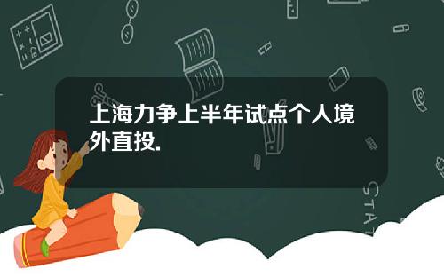 上海力争上半年试点个人境外直投.