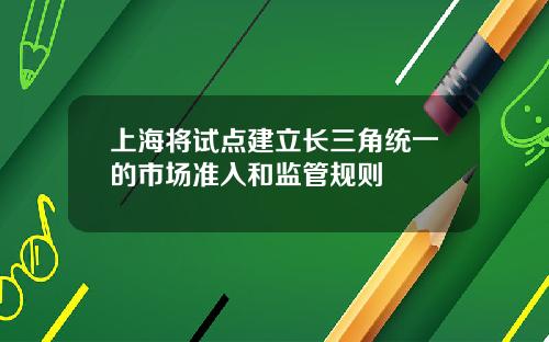 上海将试点建立长三角统一的市场准入和监管规则