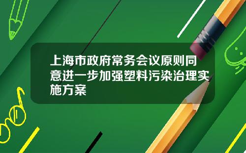 上海市政府常务会议原则同意进一步加强塑料污染治理实施方案