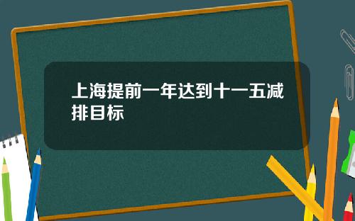 上海提前一年达到十一五减排目标