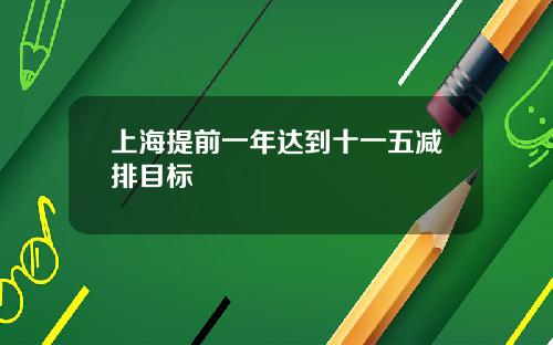 上海提前一年达到十一五减排目标