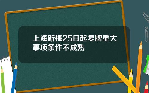 上海新梅25日起复牌重大事项条件不成熟
