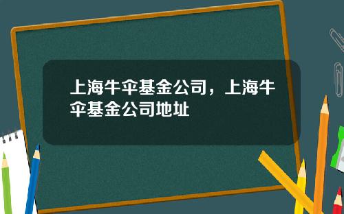 上海牛伞基金公司，上海牛伞基金公司地址