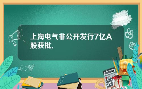 上海电气非公开发行7亿A股获批.