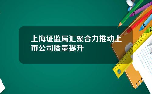 上海证监局汇聚合力推动上市公司质量提升