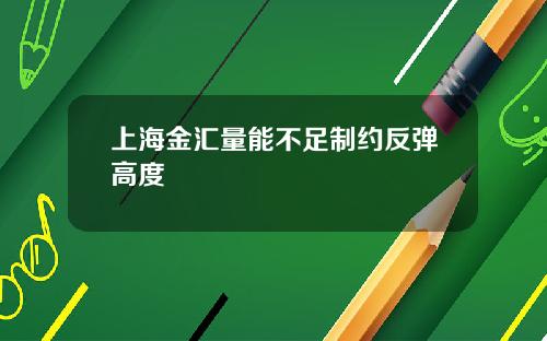 上海金汇量能不足制约反弹高度