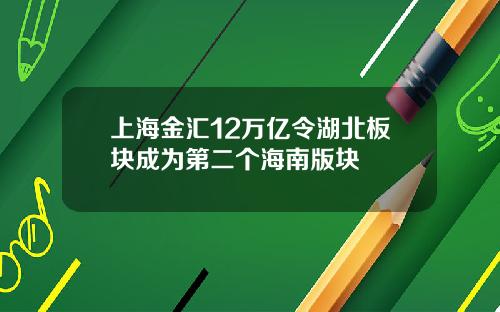 上海金汇12万亿令湖北板块成为第二个海南版块