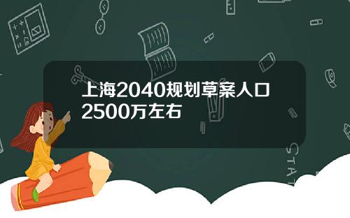 上海2040规划草案人口2500万左右