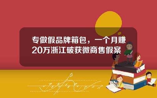专做假品牌箱包，一个月赚20万浙江破获微商售假案