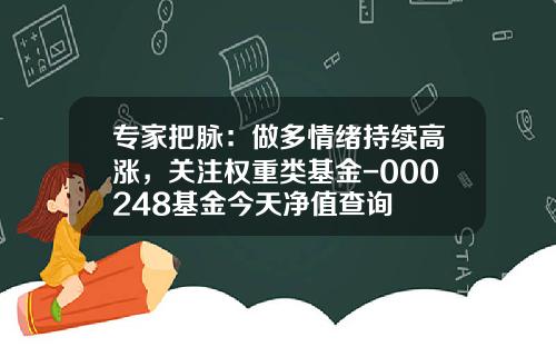 专家把脉：做多情绪持续高涨，关注权重类基金-000248基金今天净值查询