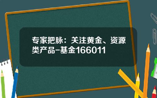 专家把脉：关注黄金、资源类产品-基金166011
