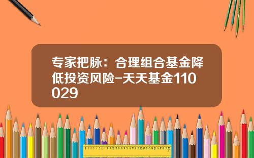 专家把脉：合理组合基金降低投资风险-天天基金110029