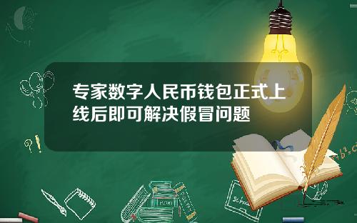 专家数字人民币钱包正式上线后即可解决假冒问题