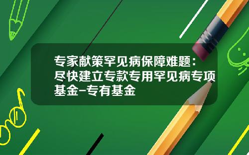 专家献策罕见病保障难题：尽快建立专款专用罕见病专项基金-专有基金