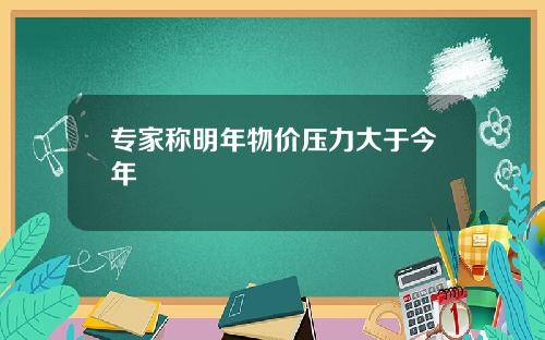 专家称明年物价压力大于今年