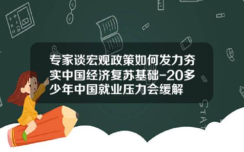 专家谈宏观政策如何发力夯实中国经济复苏基础-20多少年中国就业压力会缓解