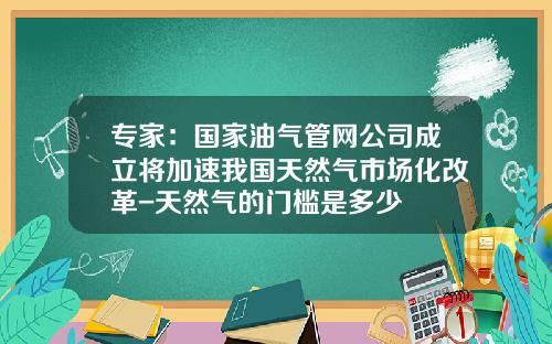 专家：国家油气管网公司成立将加速我国天然气市场化改革-天然气的门槛是多少