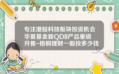 专注港股科技板块投资机会华夏基金新QDII产品重磅开售-梧桐理财一般投多少钱