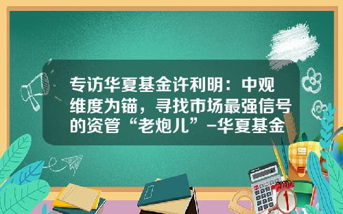 专访华夏基金许利明：中观维度为锚，寻找市场最强信号的资管“老炮儿”-华夏基金基金经理