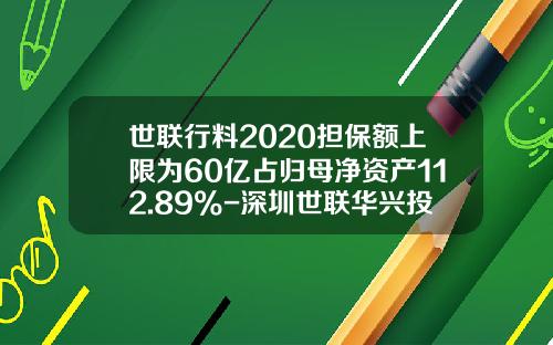 世联行料2020担保额上限为60亿占归母净资产112.89%-深圳世联华兴投资管理有限公司