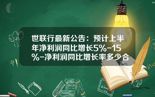 世联行最新公告：预计上半年净利润同比增长5%-15%-净利润同比增长率多少合适