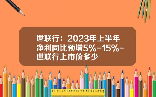 世联行：2023年上半年净利同比预增5%-15%-世联行上市价多少