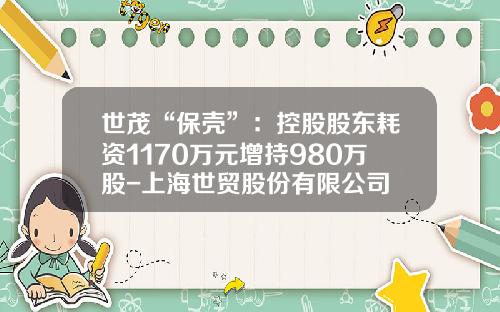 世茂“保壳”：控股股东耗资1170万元增持980万股-上海世贸股份有限公司