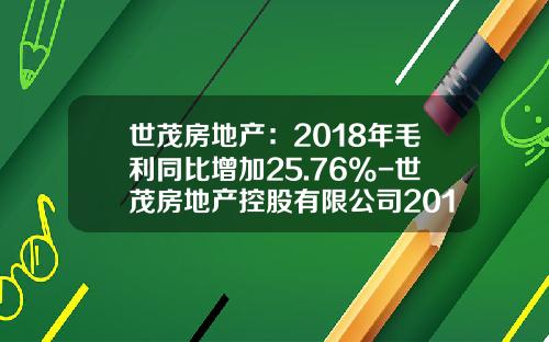 世茂房地产：2018年毛利同比增加25.76%-世茂房地产控股有限公司2013年年报