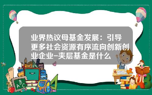 业界热议母基金发展：引导更多社会资源有序流向创新创业企业-夹层基金是什么