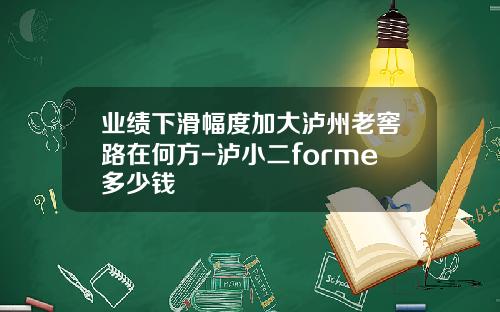 业绩下滑幅度加大泸州老窖路在何方-泸小二forme多少钱