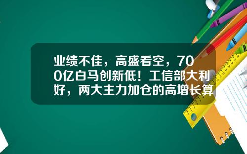 业绩不佳，高盛看空，700亿白马创新低！工信部大利好，两大主力加仓的高增长算力概念股出炉-影响股票的资讯