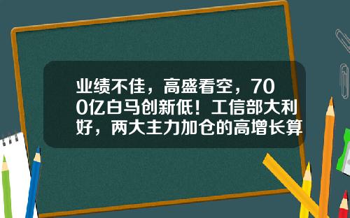 业绩不佳，高盛看空，700亿白马创新低！工信部大利好，两大主力加仓的高增长算力概念股出炉-最有用股票资讯
