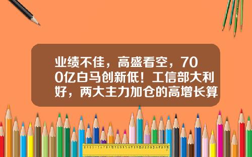 业绩不佳，高盛看空，700亿白马创新低！工信部大利好，两大主力加仓的高增长算力概念股出炉-网上的股票资讯
