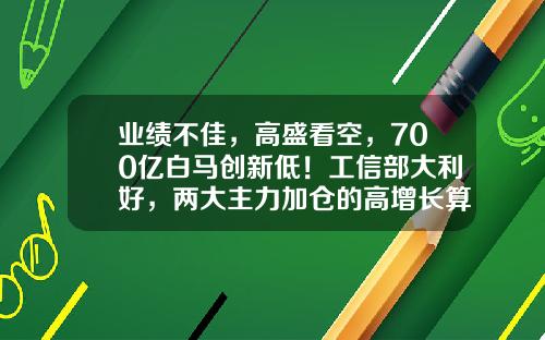 业绩不佳，高盛看空，700亿白马创新低！工信部大利好，两大主力加仓的高增长算力概念股出炉-股票今日资讯最新消息新闻