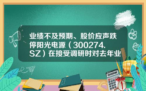 业绩不及预期、股价应声跌停阳光电源（300274.SZ）在接受调研时对去年业绩下降的核心原因做出了解释-阳光资讯股票信息