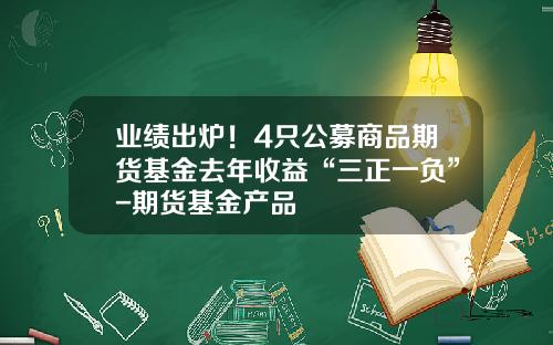 业绩出炉！4只公募商品期货基金去年收益“三正一负”-期货基金产品