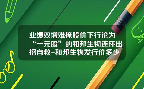 业绩双增难掩股价下行沦为“一元股”的和邦生物连环出招自救-和邦生物发行价多少