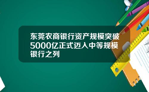 东莞农商银行资产规模突破5000亿正式迈入中等规模银行之列