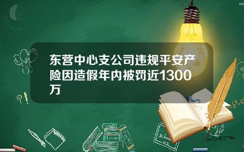 东营中心支公司违规平安产险因造假年内被罚近1300万