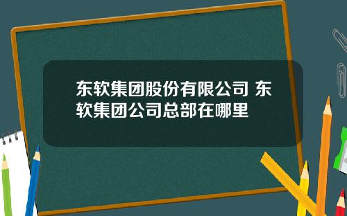 东软集团股份有限公司 东软集团公司总部在哪里