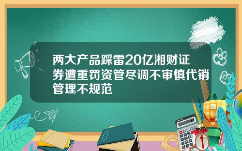 两大产品踩雷20亿湘财证券遭重罚资管尽调不审慎代销管理不规范