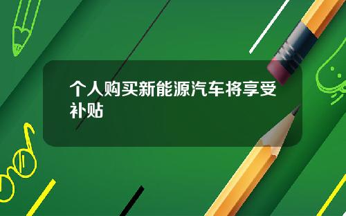 个人购买新能源汽车将享受补贴
